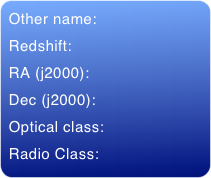 Other name: Redshift:  RA (j2000): Dec (j2000): Optical class: Radio Class: